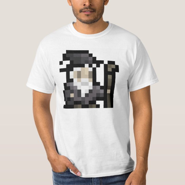 8-Bit Wizard 16x16 Sprite Pixel Art T-Shirt (Front)