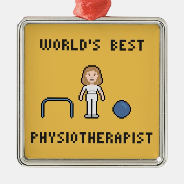 8 Bit World's Best Physiotherapist Ornament (Front)