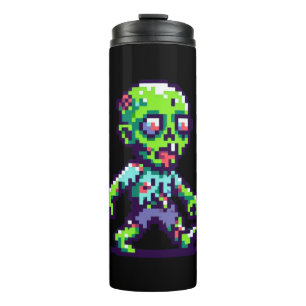 8-bit zombie Halloween Thermal Tumbler
