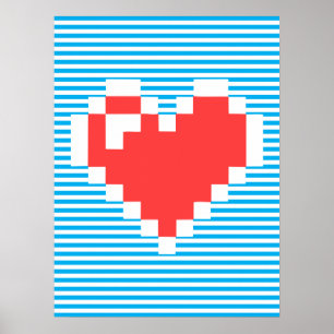 8 Bits Heart Poster