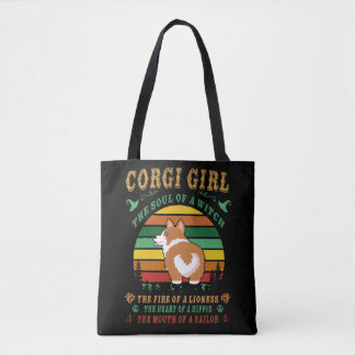 8 Corgi Girl Witch Lioness Hippie Sailor Tote Bag