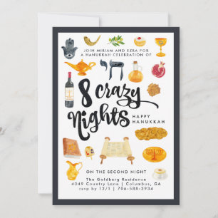 8 Crazy Nights Hanukkah Party Invitation