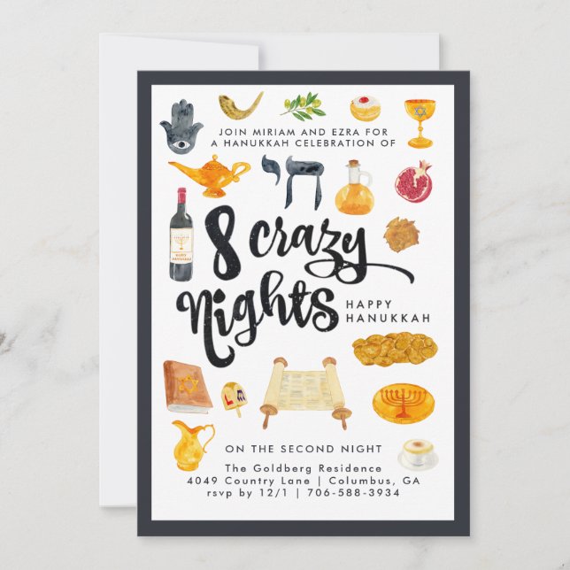 8 Crazy Nights | Hanukkah Party Invitation (Front)
