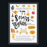8 Crazy Nights | Hanukkah Party Invitation<br><div class="desc">Hanukkah... The festival of lights is here. Light the menorah, play with the dreidel and feast on latkes and sufganiyot. Celebrate the spirit of Hanukkah with friends, family. Add your custom wording to this design by using the "Edit this design template" boxes on the right hand side of the item,...</div>