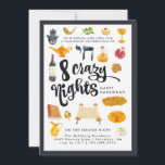 8 Crazy Nights | Hanukkah Party Invitation<br><div class="desc">Hanukkah... The festival of lights is here. Light the menorah, play with the dreidel and feast on latkes and sufganiyot. Celebrate the spirit of Hanukkah with friends, family. Add your custom wording to this design by using the "Edit this design template" boxes on the right hand side of the item,...</div>