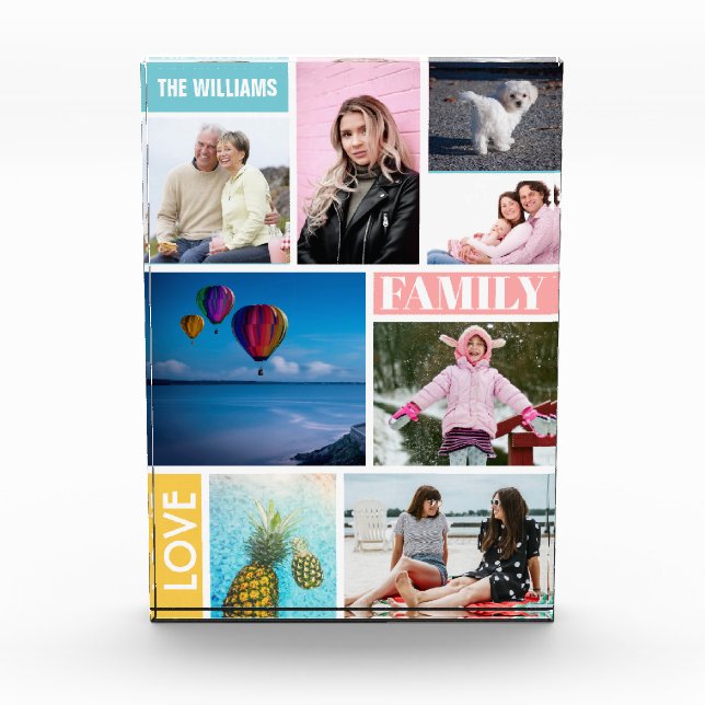 8 Custom Family Photo Collage Personalised Block (Front)