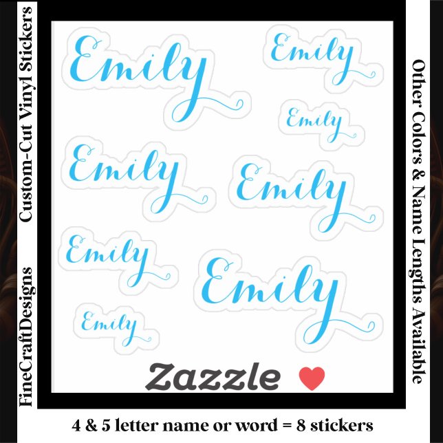8 Custom Name Word, 4-5 letters Elegant Script Blu (Creator Uploaded)