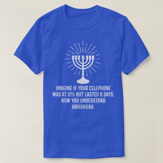 8 Days Of Hanukkah Phone Battery Hannukah  T-Shirt (Design Front)