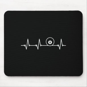 8 Eight Ball Heartbeat Shirt Funny Billiard Gift Mouse Mat