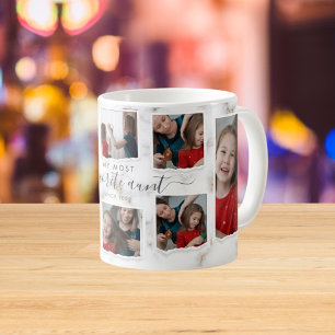 8 Eight Photo Collage Aunty Modern Elegant Family  Coffee Mug