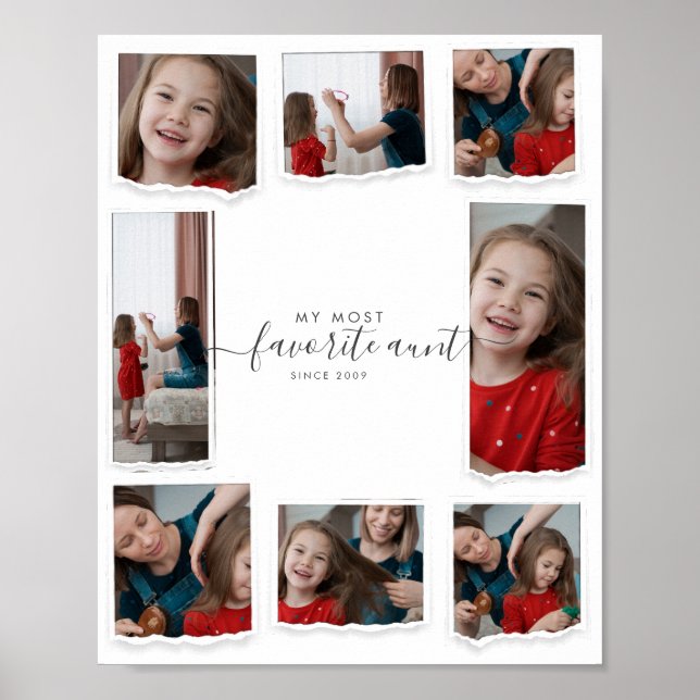 8 Eight Photo Collage Aunty Modern Elegant Family Poster (Front)