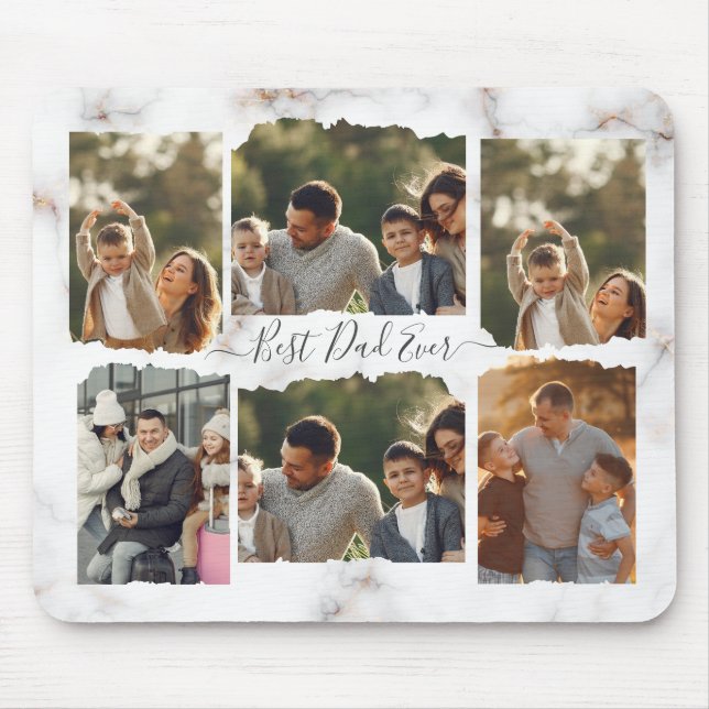 8 Eight Photo Modern Elegant Collage Family Love Mouse Mat (Front)