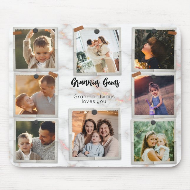 8 Eight Photo Modern Elegant Collage Family Love Mouse Mat (Front)