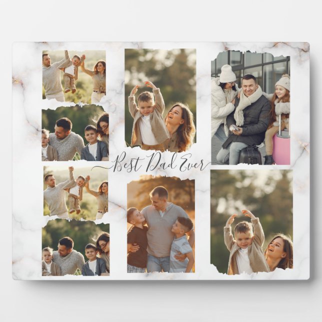 8 Eight Photo Modern Elegant Collage Family Love Plaque (Front)