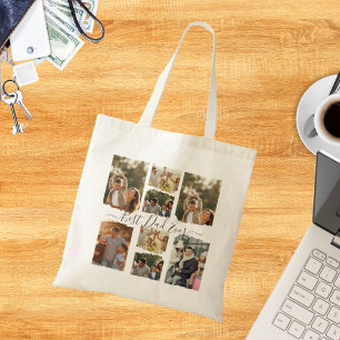 8 Eight Photo Modern Elegant Collage Family Love Tote Bag