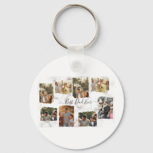 8 Eight Photo Modern Elegant Collage Keychain