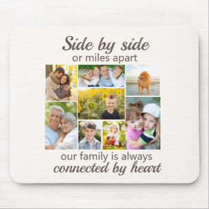 8 Family Photo Collage Connected by Heart Mouse Mat