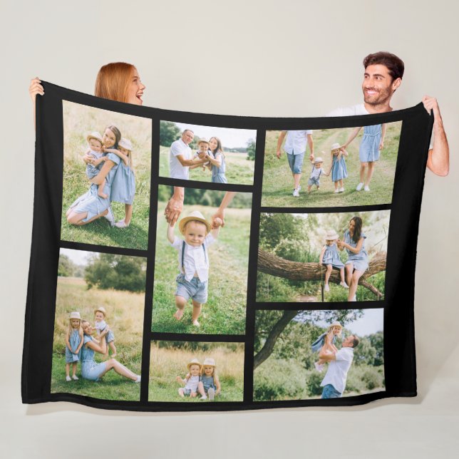 8 Family Photo Collage Create Your Own Fleece Blanket (In Situ)