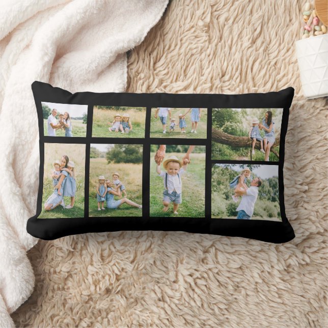 8 Family Photo Collage Create Your Own Lumbar Cushion (Blanket)