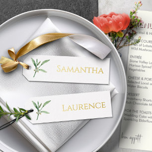 8 Greenery Wedding Gold Foil Font Name Tags Foil Holiday Card