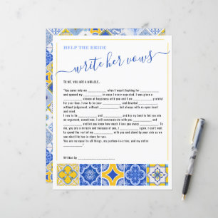 8 Help the Bride Write Her Vows Bridal Shower Game