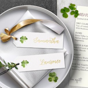 8 Irish Shamrock Gold Foil Wedding Guest Name Tags Foil Holiday Card