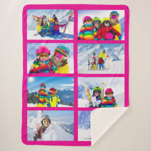8 Landscape Photo Collage Hot Pink Sherpa Blanket