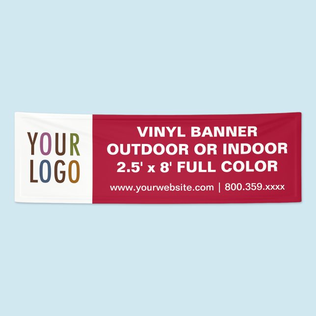 8' Large Custom Vinyl Banner Outdoor or Indoor (MISOOK Vinyl Banner with Logo 2.5 x 8 ft)