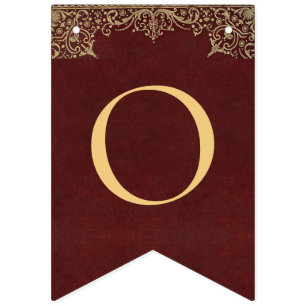 8 Letters Red Gold God Bless Baptism Communion Bunting