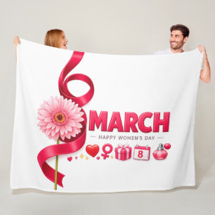 8 March – Happy Women’s Day Elegant Floral & Rib Fleece Blanket
