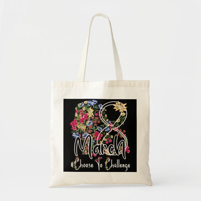 8 March International Women's Day 2022 Floral 8th  Tote Bag (Front)