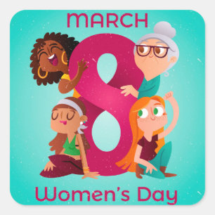 8 March - Women's Day Square Sticker