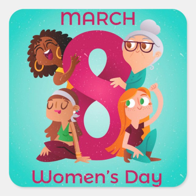 8 March - Women's Day Square Sticker (Front)