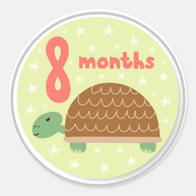 8 Month Baby Milestone Classic Round Sticker (Front)