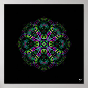 8 mouths alien nest - colourful pattern poster