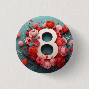 8 of march design 3 cm round badge