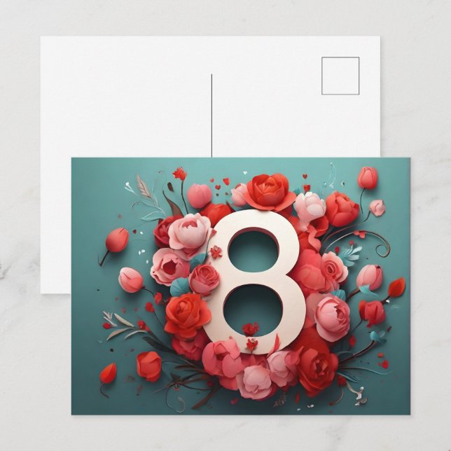 8 of march design holiday postcard (Front/Back)