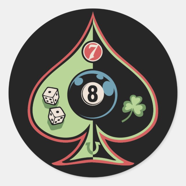 8 of Spades Classic Round Sticker (Front)