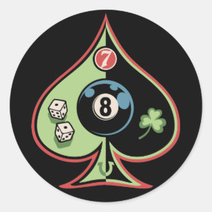 8 of Spades Classic Round Sticker
