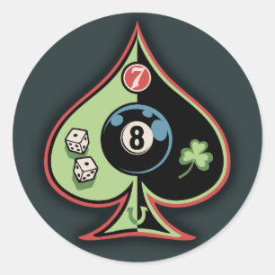 8 of Spades Classic Round Sticker