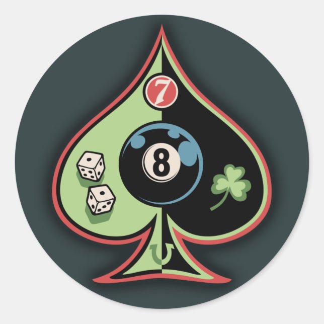 8 of Spades Classic Round Sticker (Front)