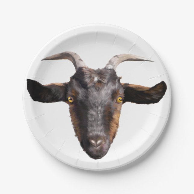 8 Paper Plates Black & Tan Goat (Front)