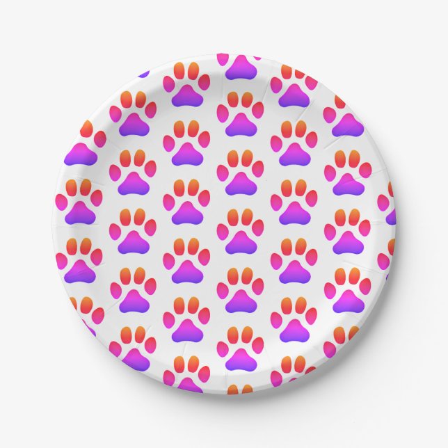 8 Paper Plates Groovy Paw Prints (Front)