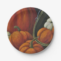 8 Paper Plates Pumpins & Green Basket