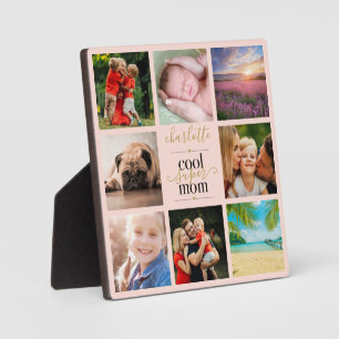 8 Photo Blush Pink Cool Super Mum Personalised Plaque