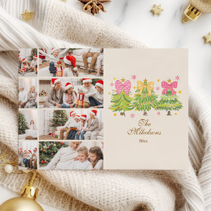 8 Photo Bright Ribbon Trees Holiday Family Card