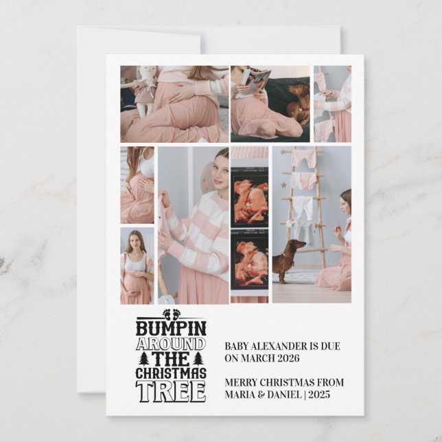 8 Photo Christmas Tree Pregnancy Announcement (Front)