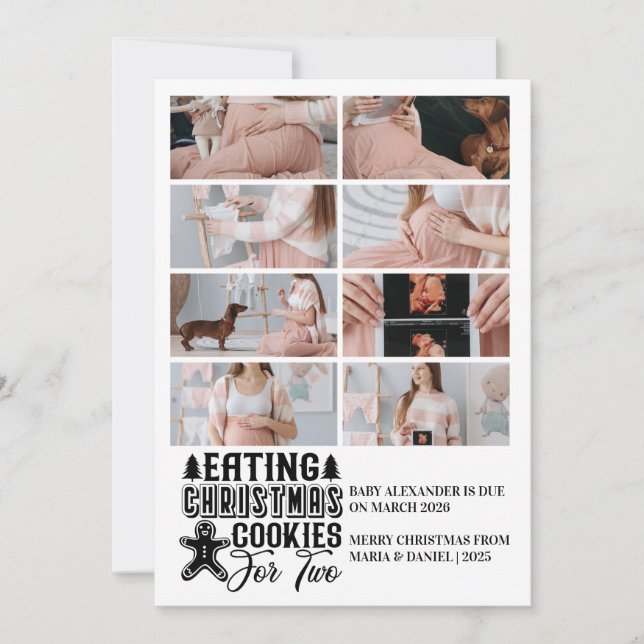 8 Photo Christmas Tree Pregnancy Announcement (Front)