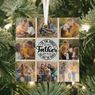 8 Photo Collage All Occasion World's Best Father Glass Tree Decoration