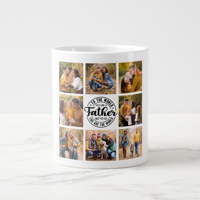 8 Photo Collage All Occasion World's Best Father Large Coffee Mug (Front)